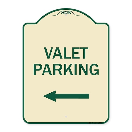 Signmission Valet Parking with Left Arrow Heavy-Gauge Aluminum Architectural Sign, 24" x 18", TG-1824-22750 A-DES-TG-1824-22750
